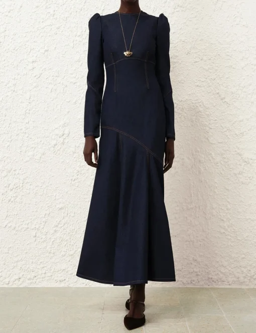 Illustration Denim Maxi Dress