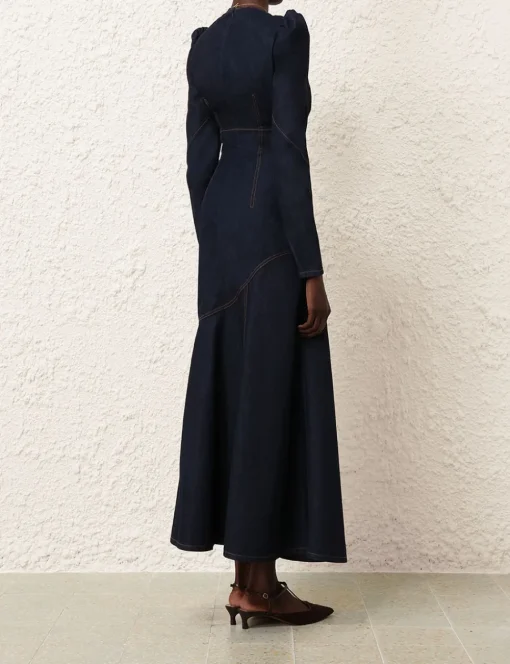 Illustration Denim Maxi Dress