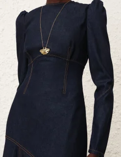 Illustration Denim Maxi Dress