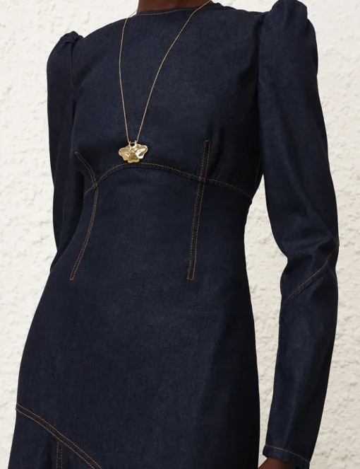 Illustration Denim Maxi Dress
