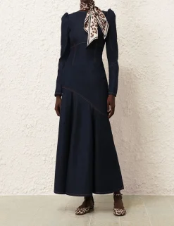 Illustration Denim Maxi Dress