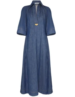 Illustration Denim Midi Dress