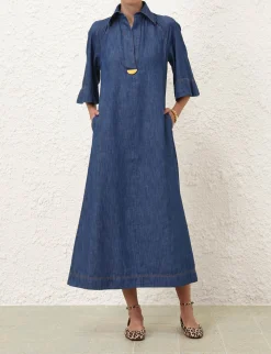 Illustration Denim Midi Dress