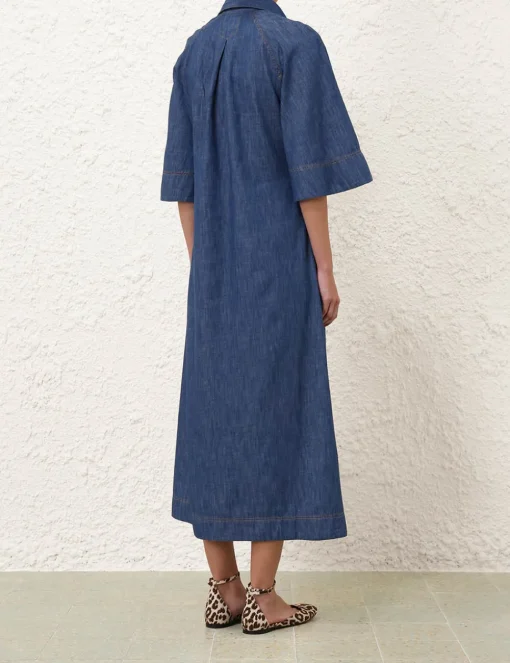Illustration Denim Midi Dress