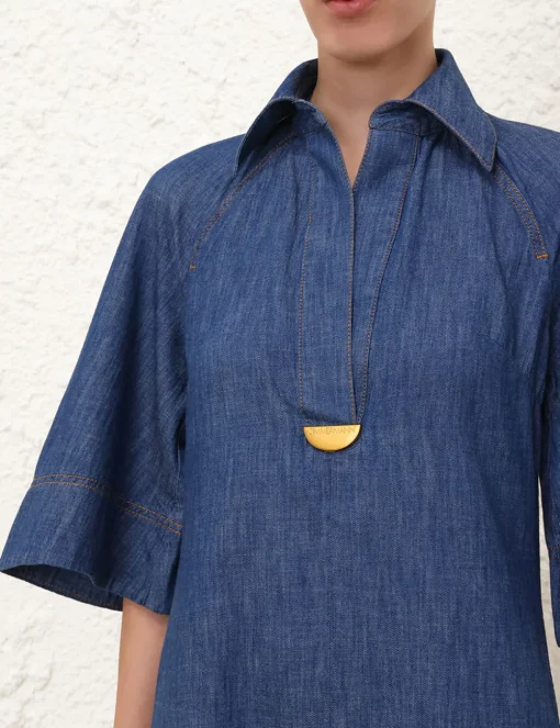Illustration Denim Midi Dress