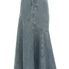 Illustration Denim Midi Skirt