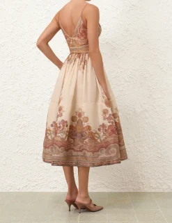 Illustration Draped Midi Dress