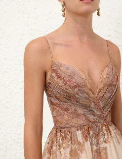 Illustration Draped Midi Dress