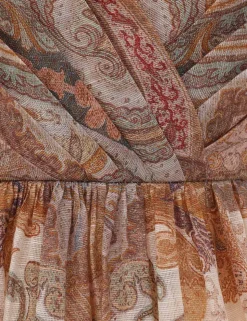 Illustration Draped Midi Dress