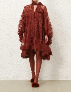 Illustration Lace Mini Dress