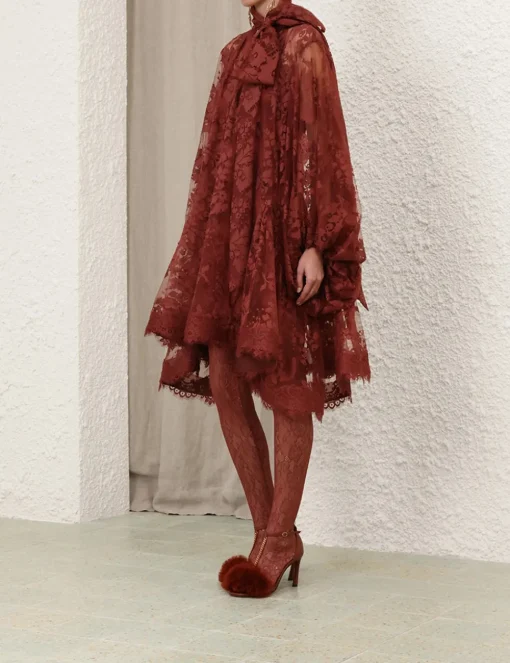 Illustration Lace Mini Dress