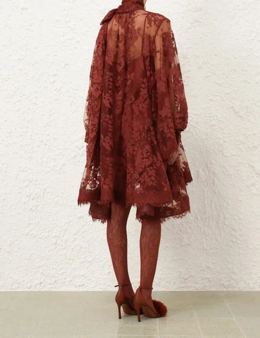Illustration Lace Mini Dress