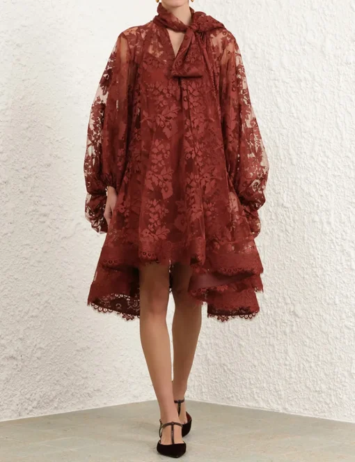 Illustration Lace Mini Dress