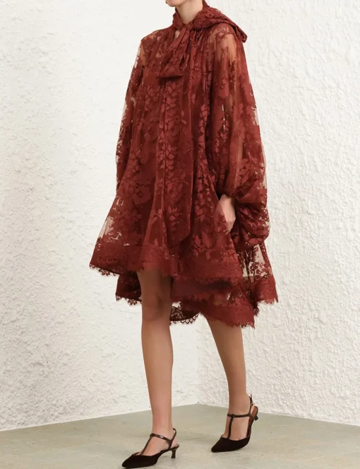 Illustration Lace Mini Dress