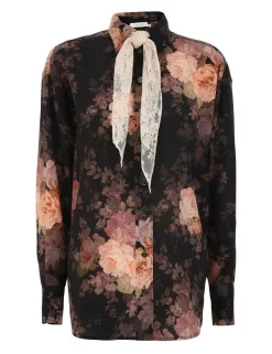 Illustration Lace Scarf Shirt