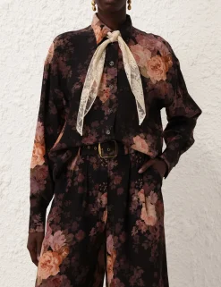 Illustration Lace Scarf Shirt
