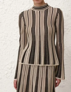 Illustration Metallic Knit Top