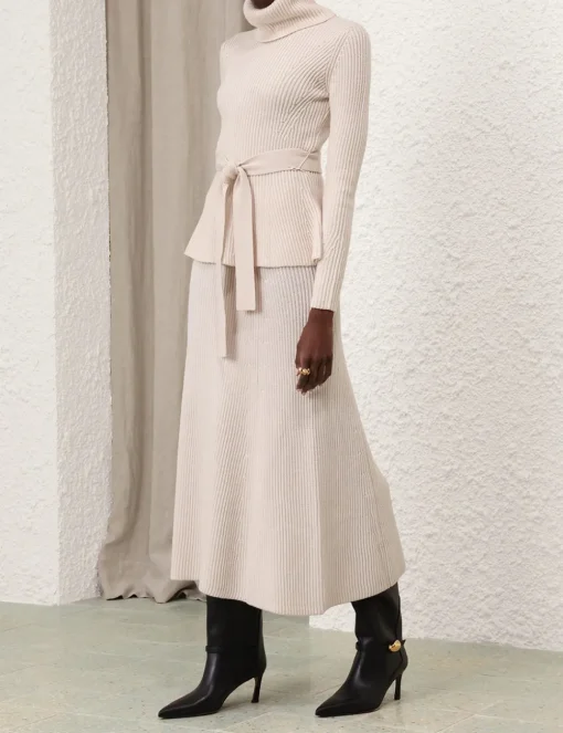 Illustration Paneled Rib Skirt
