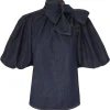 Illustration Tie Neck Blouse