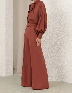 Illustration Tie Neck Blouse