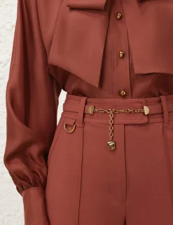 Illustration Tie Neck Blouse