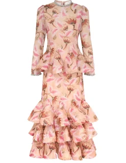 Illustration Tiered Midi Dress