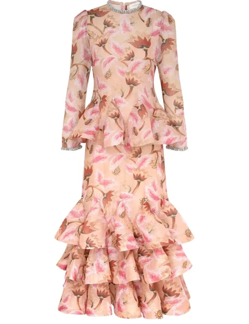 Illustration Tiered Midi Dress