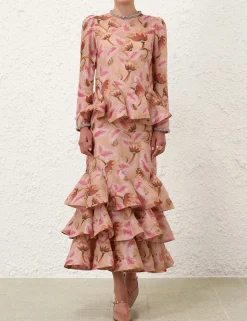 Illustration Tiered Midi Dress