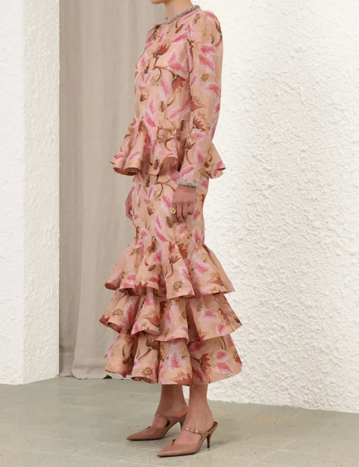 Illustration Tiered Midi Dress