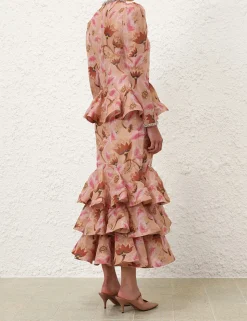 Illustration Tiered Midi Dress