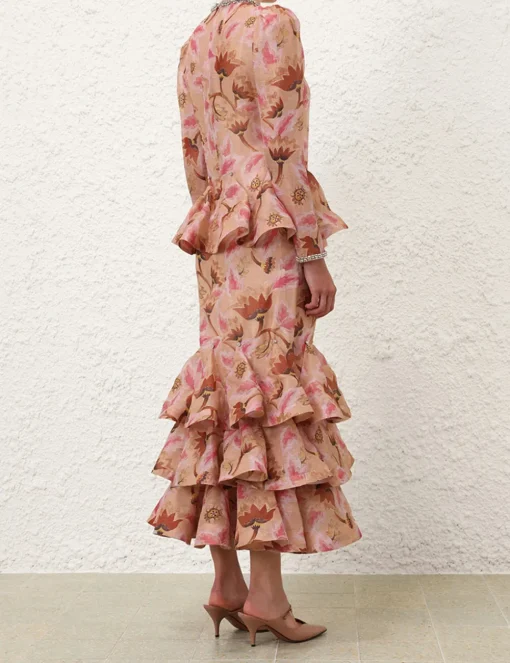 Illustration Tiered Midi Dress