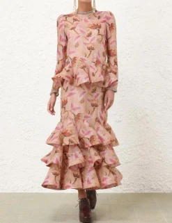 Illustration Tiered Midi Dress
