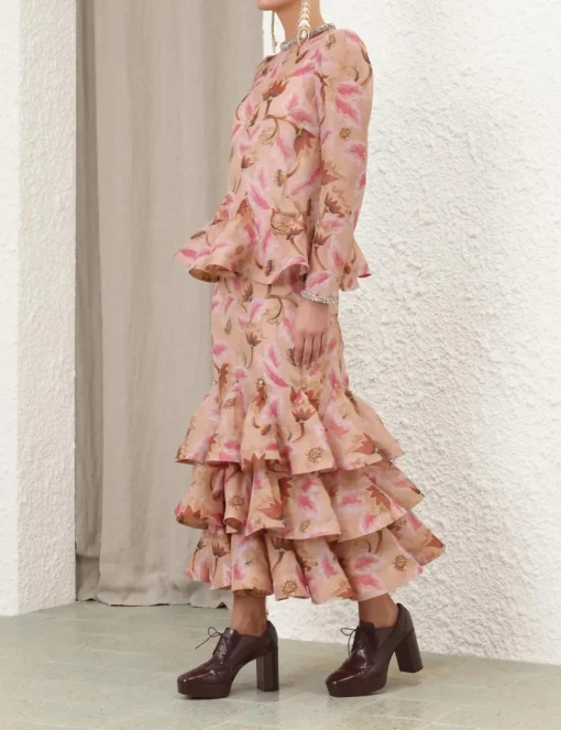 Illustration Tiered Midi Dress