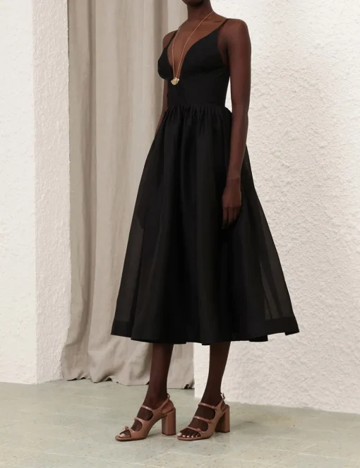 Illustration V Neck Midi Dress