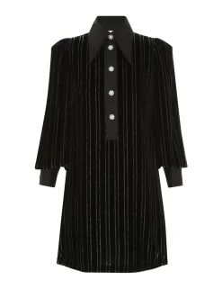 Illustration Velvet Mini Dress
