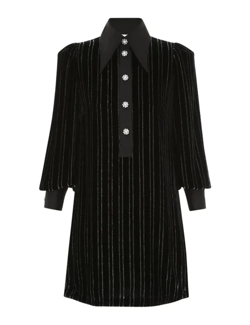 Illustration Velvet Mini Dress