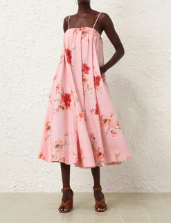 Lightburst Puff Midi Dress