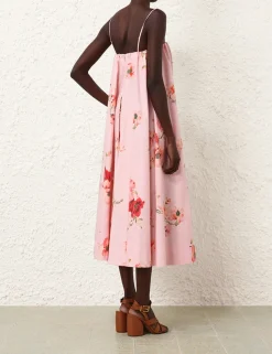 Lightburst Puff Midi Dress