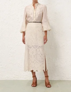 Ottie Embroidered Midi Skirt