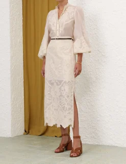 Ottie Embroidered Midi Skirt