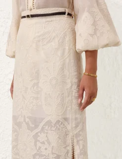 Ottie Embroidered Midi Skirt