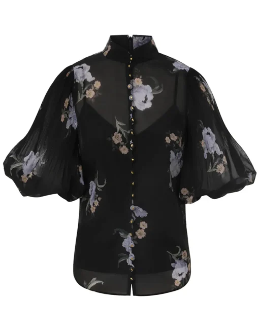 Pleated Buttoned Blouse