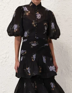 Pleated Buttoned Blouse