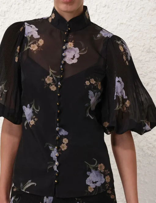 Pleated Buttoned Blouse
