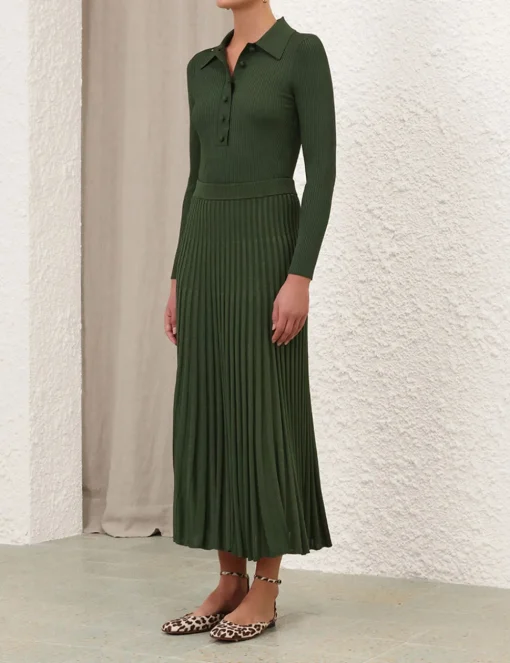 Pleated Midi Skirt