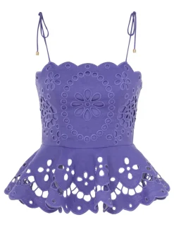 Pop Embroidered Scallop Top