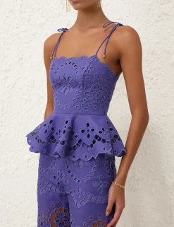 Pop Embroidered Scallop Top