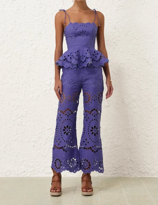 Pop Embroidered Scallop Top