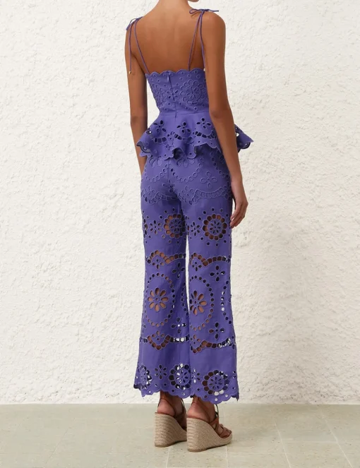 Pop Embroidered Scallop Top