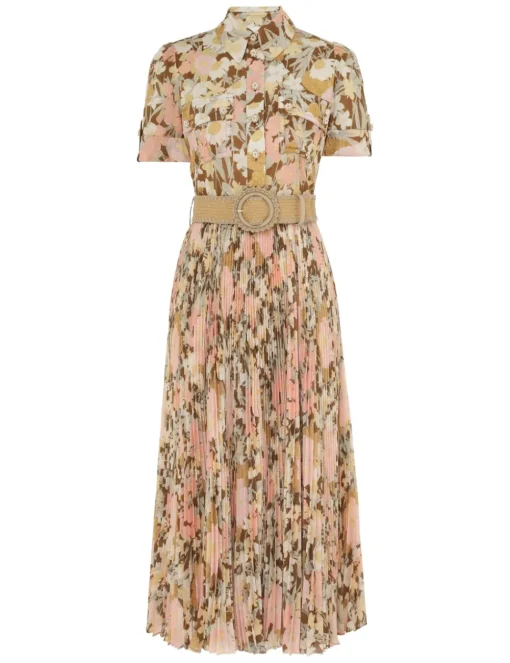 Pop Pleated Midi Dress